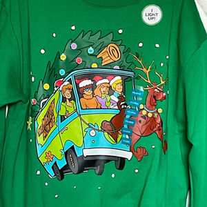 Light-Up Green Scooby-Doo Sweatshirt. P2P 26”, Unisex, Large